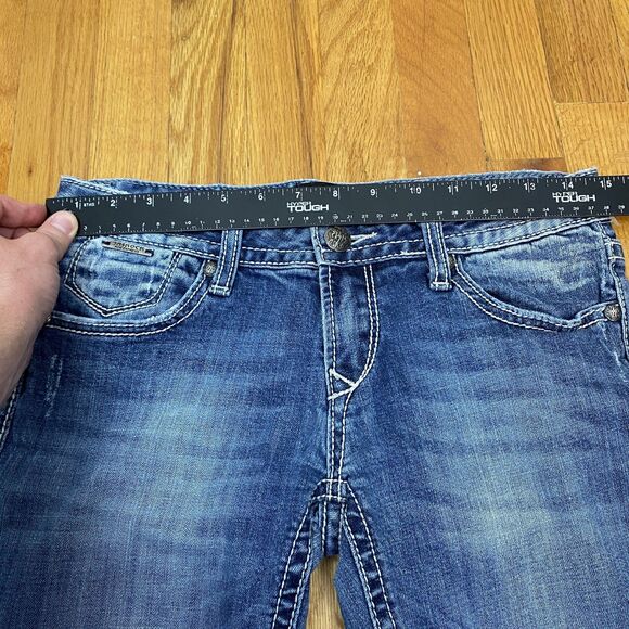 ReRock Express Jeans Womens 4R Bootcut Distressed Denim Embroidered Pockets - Picture 9 of 12